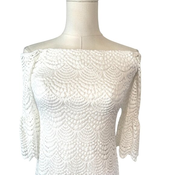 Lilly Pulitzer Size XS White Lace Off-Shoulder Dress Nylon & Polyester - Picture 5 of 16